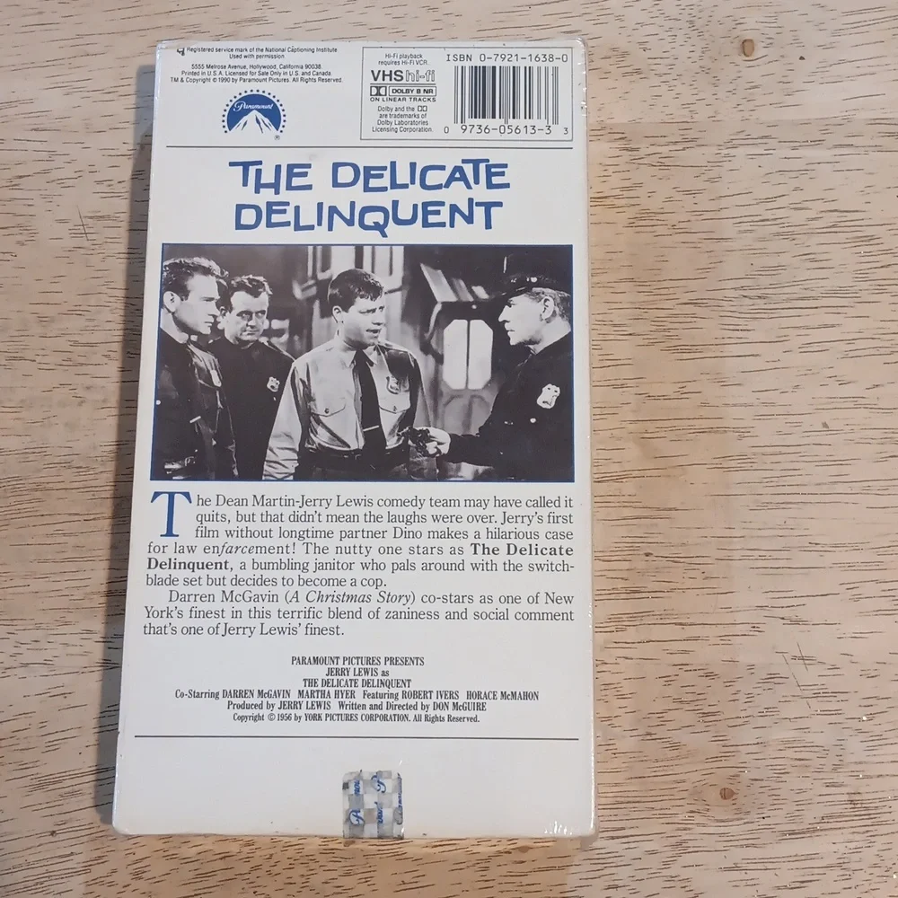 2/$8 Jerry Lewis 'The Delicate Delinquent' VHS